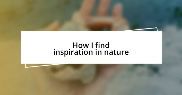 How I find inspiration in nature