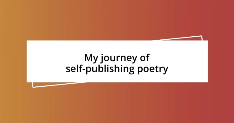 My journey of self-publishing poetry