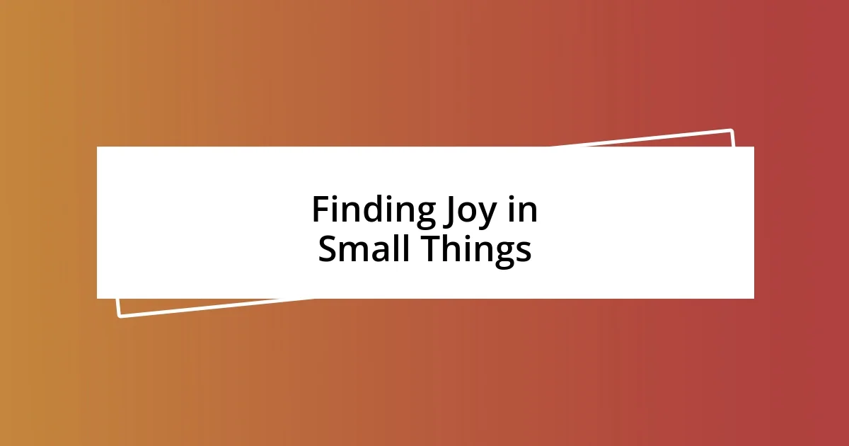 Finding Joy in Small Things